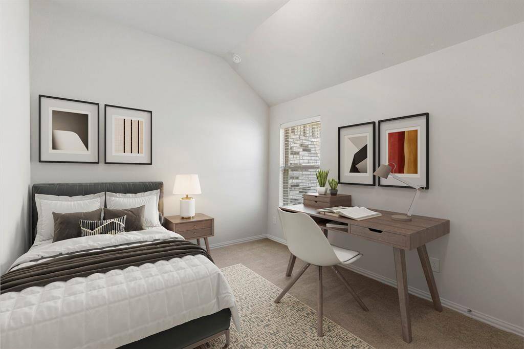 This is a virtually staged rendering of the secondary bedroom.