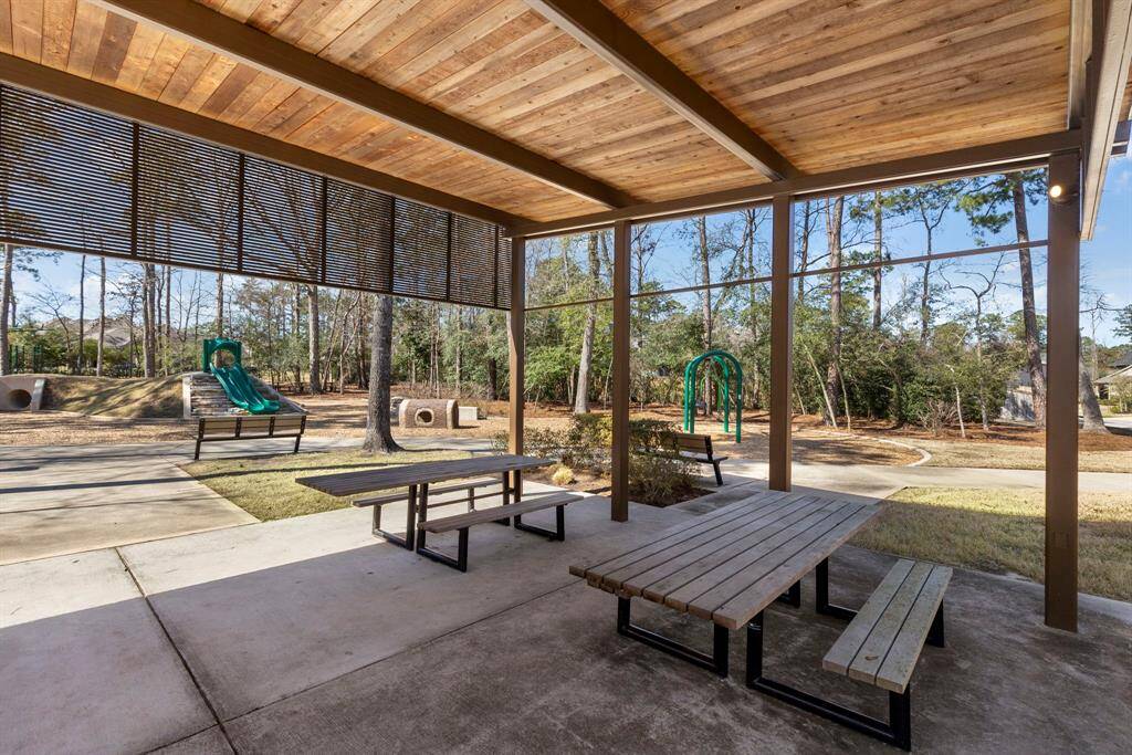 Covered picnic area at one of the many parks in the neighborhood.
