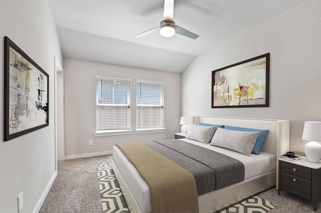 Private primary bedroom is located at the back of the home and features an ensuite bathroom. *Image is virtually staged.