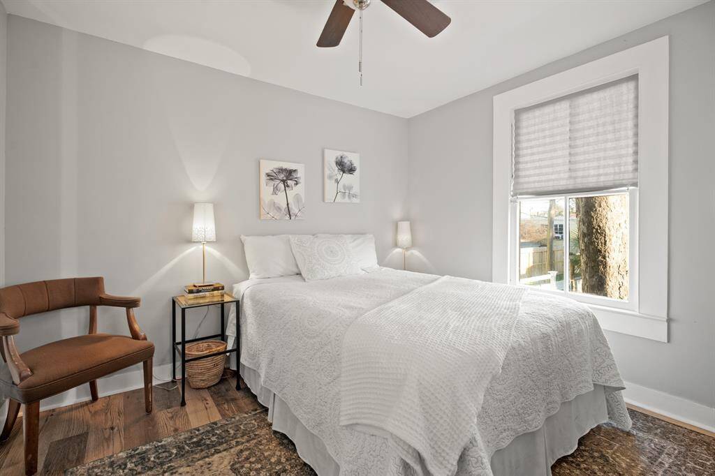 One of two bedrooms in the apartment.