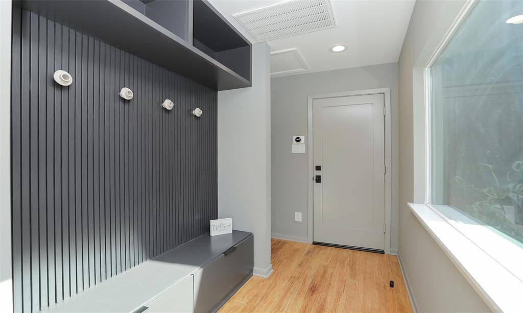 Mud room at the back entrance provides a perfect "drop spot."