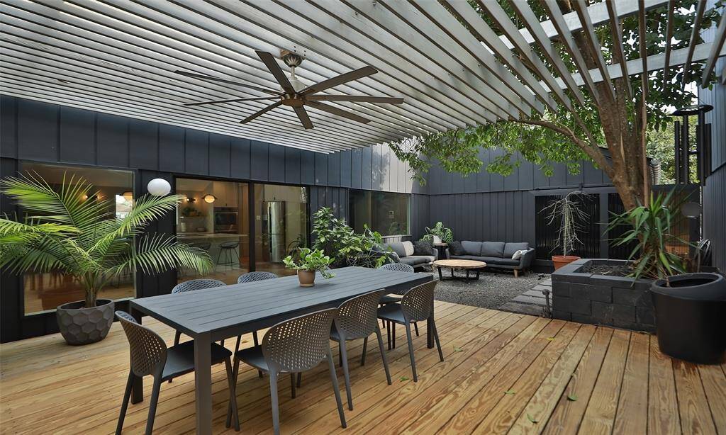 Atrium is partially covered with a pergola and partially open, but always peaceful and full of plants!