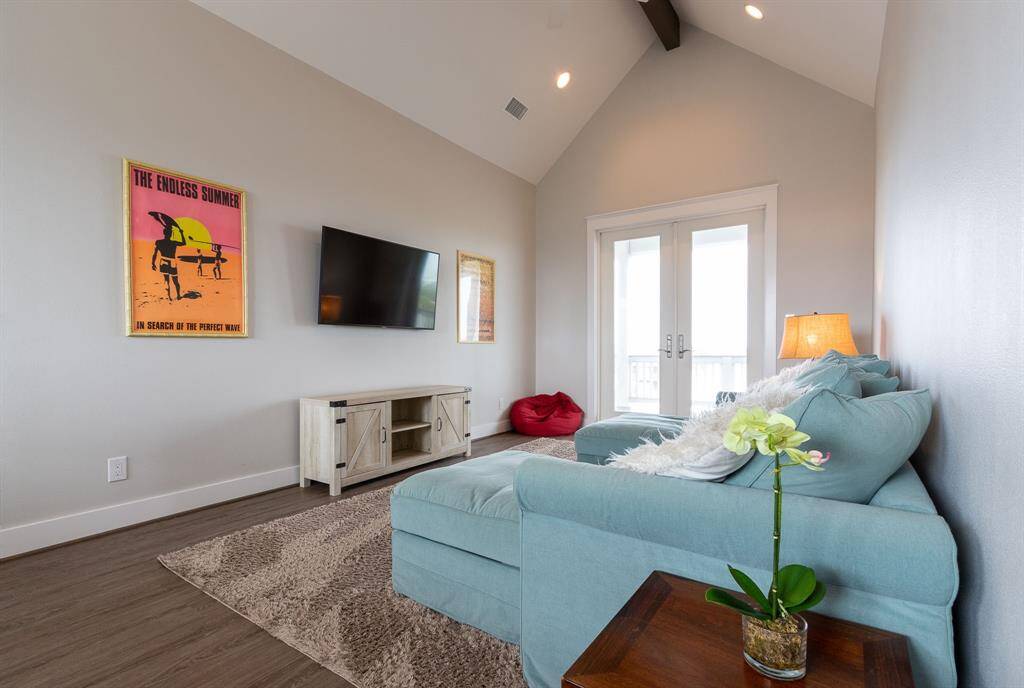 The second floor offers ample additional space, with guest bedroom, guest bathroom. bunk room and flex room.