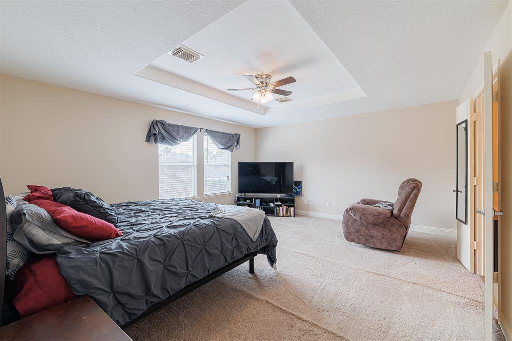 Primary suite with tray ceilings.