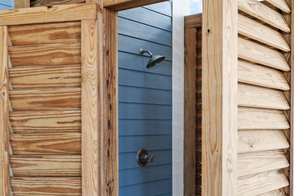 The outdoor shower is private.