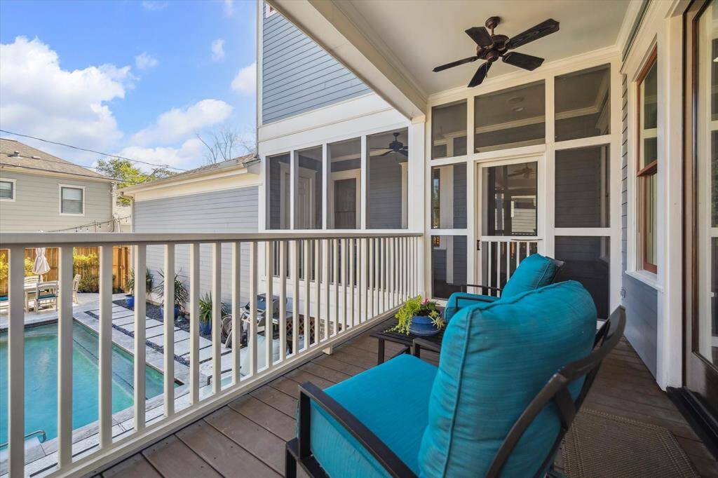 Downstairs porch off living room.