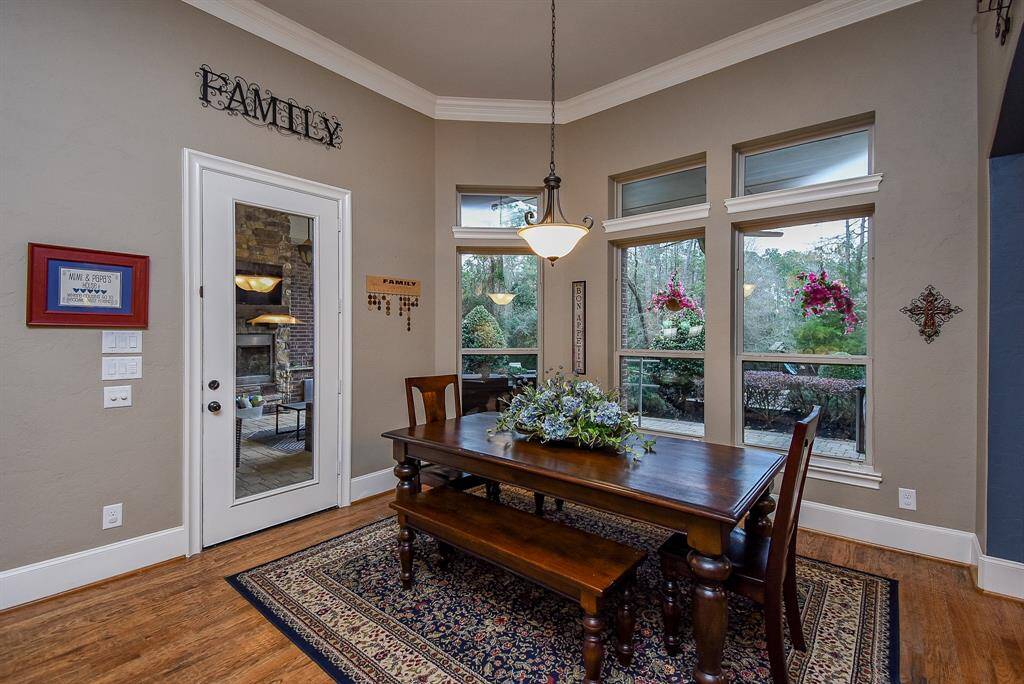 The breakfast room overlooks the fabulous backyard.