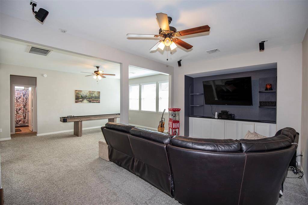 The entertainment area is thoughtfully designed.