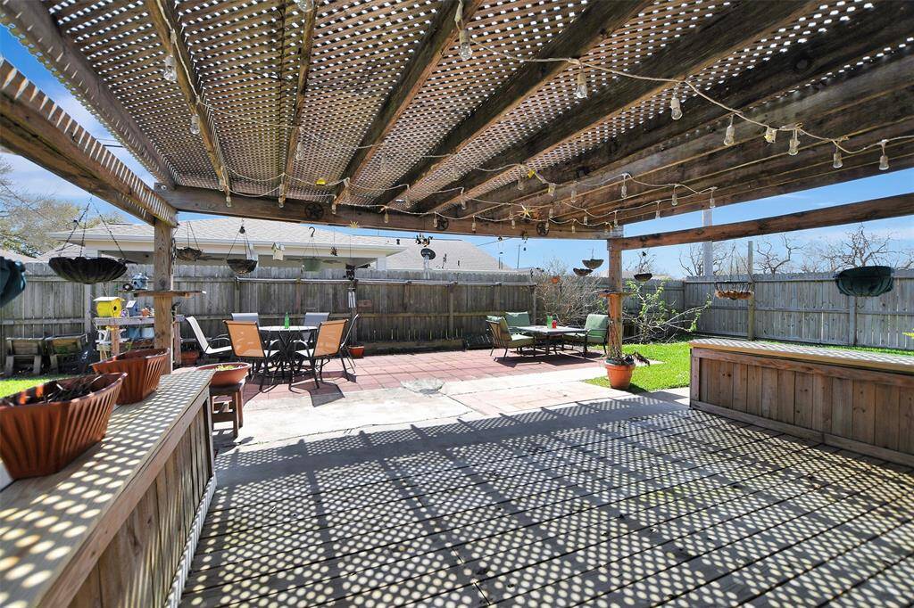 View from backdoor overlooking the unique covered patio