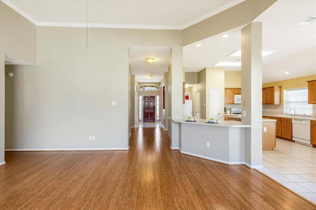 Kitchen is open to living room.