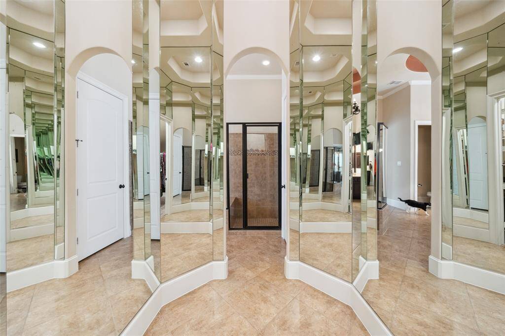 This is the hallway going into the massive walk-in closet.  You get a 360-degree view before you step out the door! Glamorous!