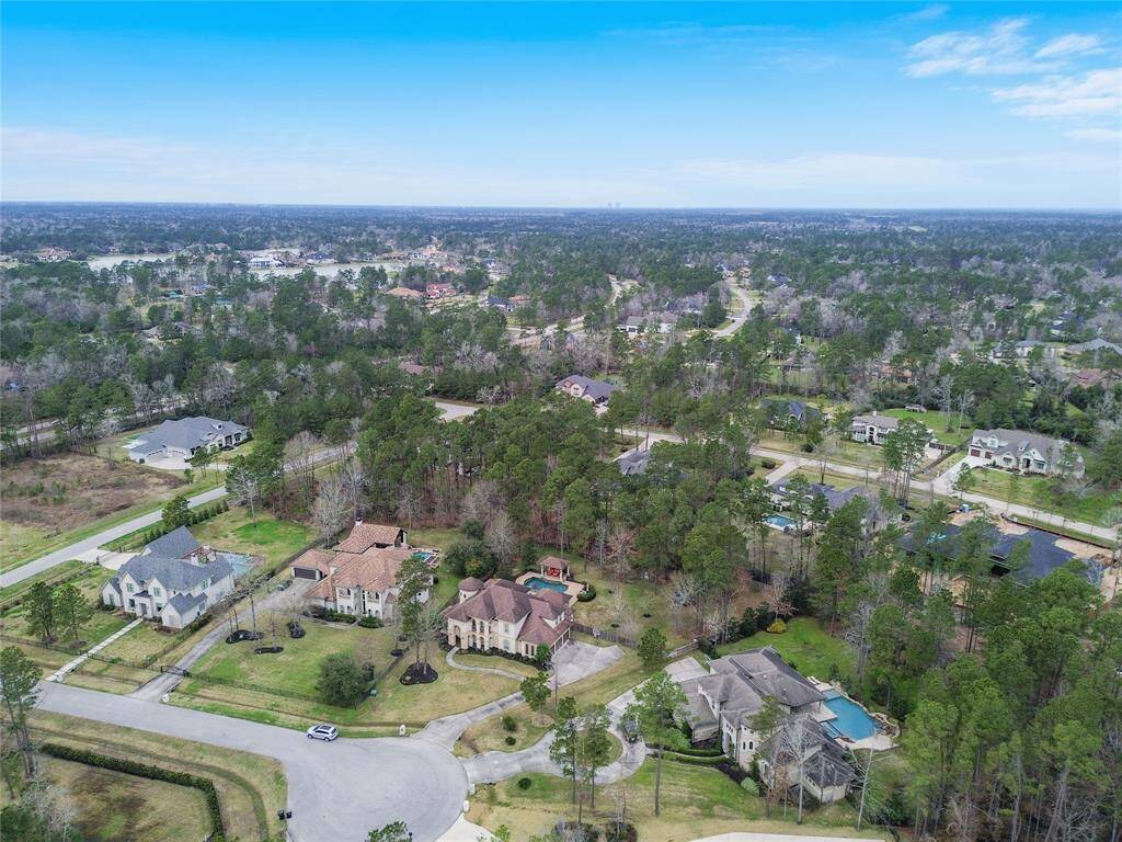 An aerial view of 26711 Quiet Sky Place nestled in Benders Landing Estates.