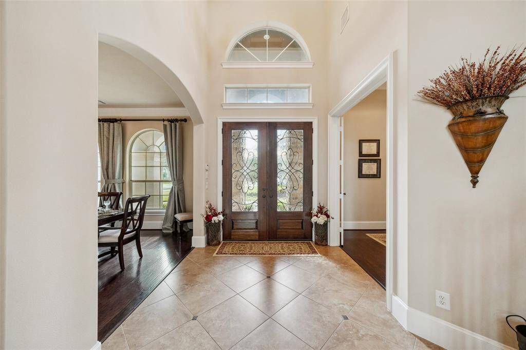A view from inside of the foyer looking out.