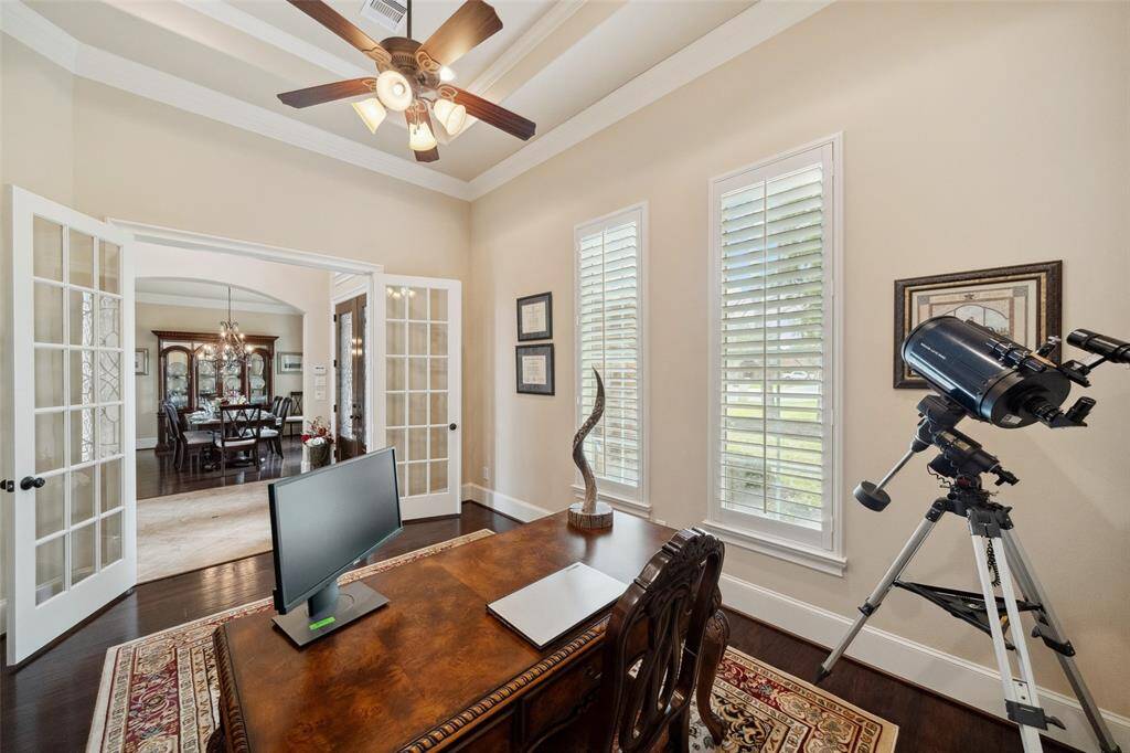 French doors adorn this office space.