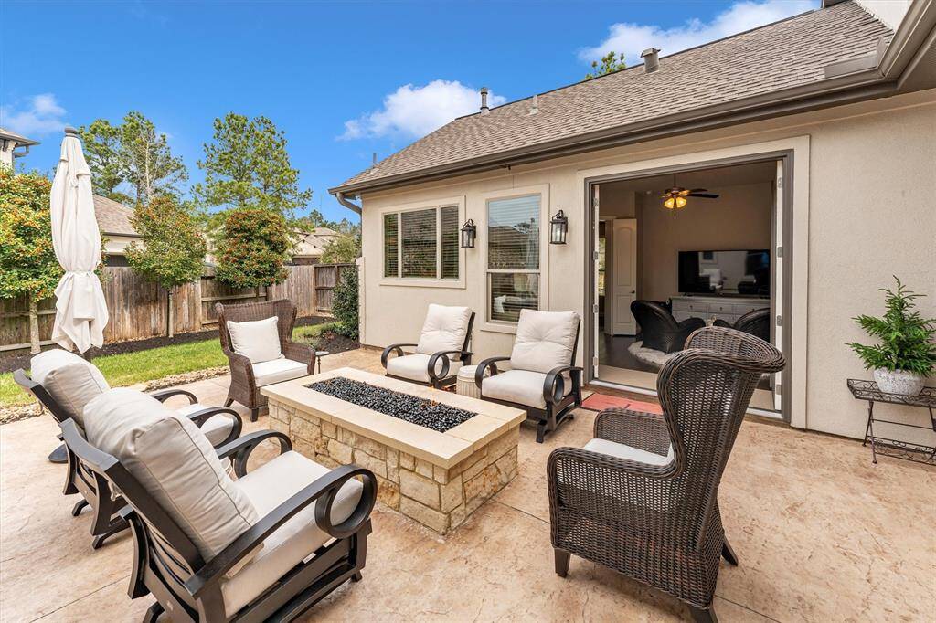 Courtyard with fire pit and entry to 1 bedroom Casita