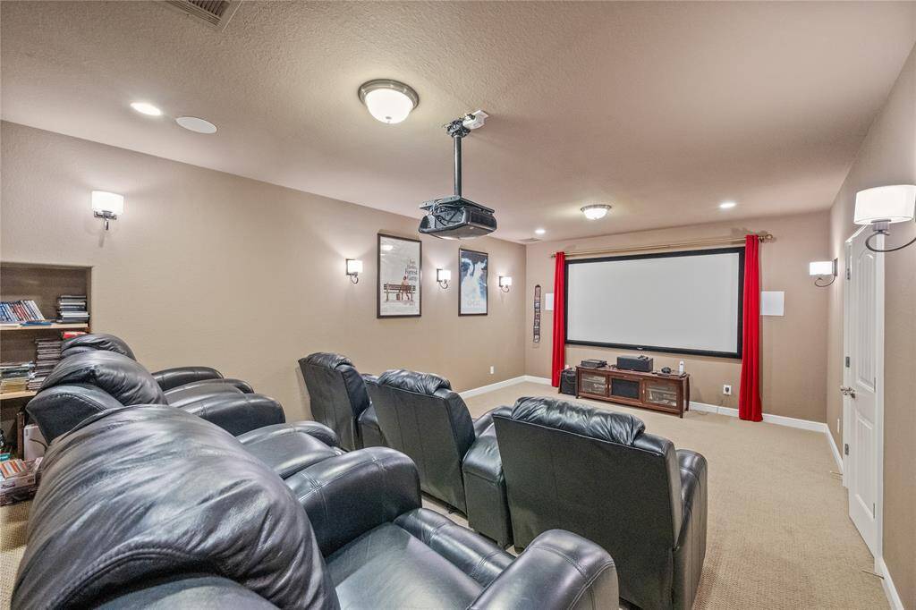 Fully equipped Media room with 6 leather chairs & console!