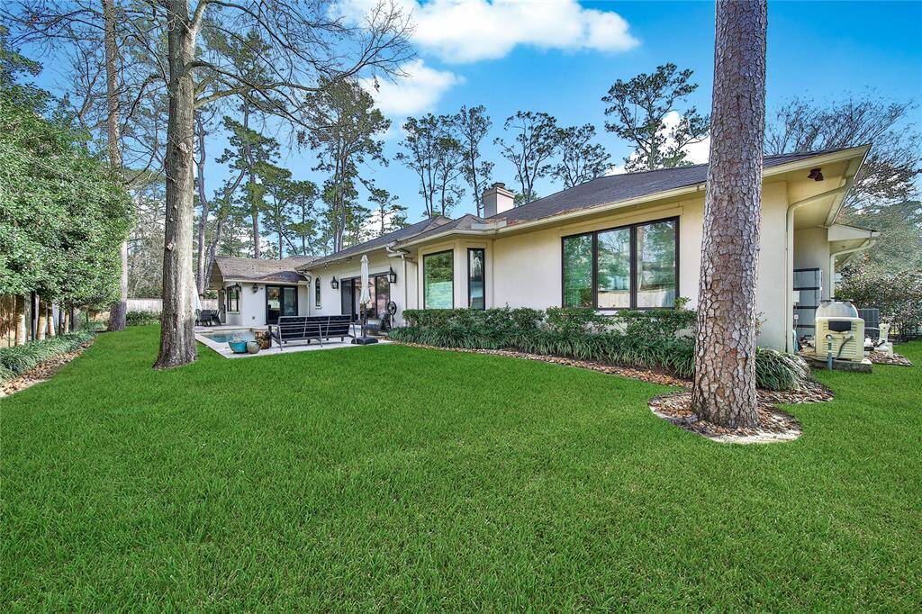 Beautiful backyard with pool and plenty of yard space.