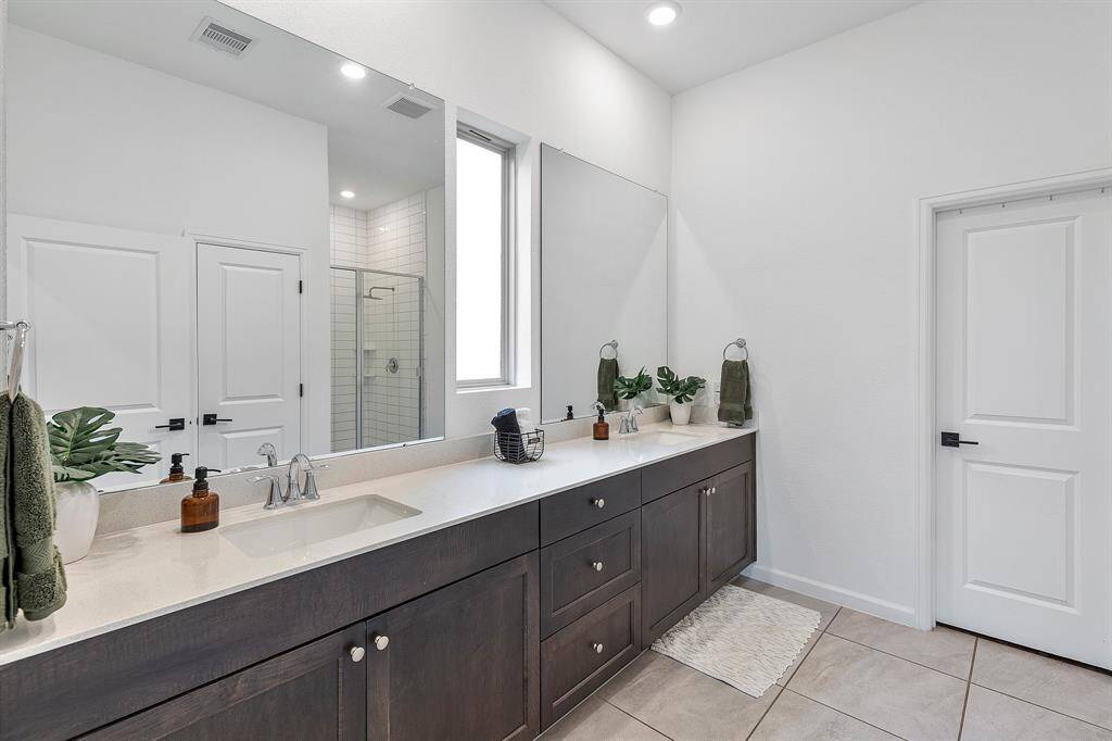 Primary bathroom with dual sinks