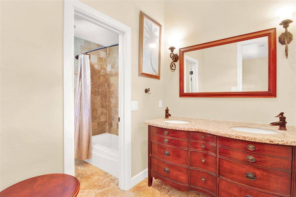 Beautiful Double SinksAnd Granite Countertop  In This Custom Antique Cabinet!