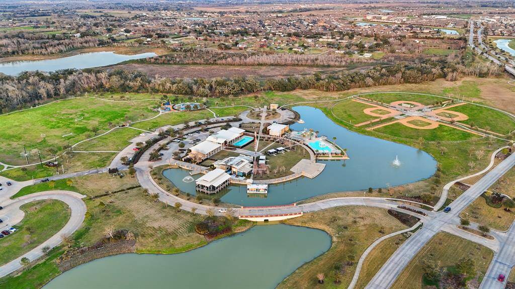 Aerial view of the Meridiana welcome center with your own community restaurant, Cafe Sol plus lots of activities.