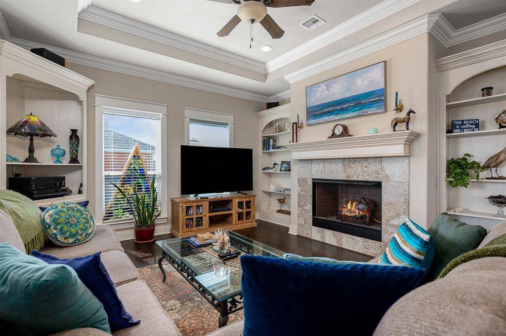 Fireplace. Furniture remains with home.