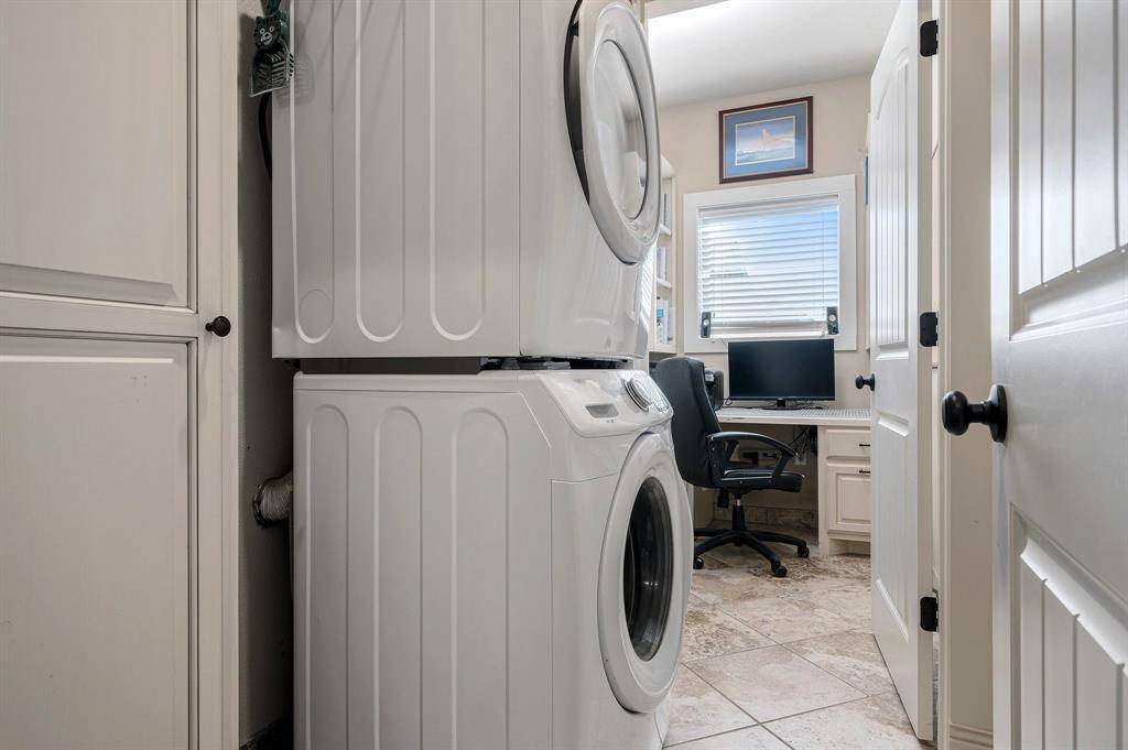 Laundry Area in Hallway. Small Home Office