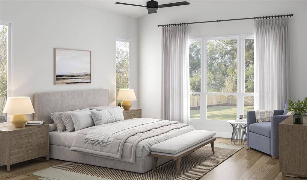 Representative rendering of the primary bedroom at 1249 Lamonte