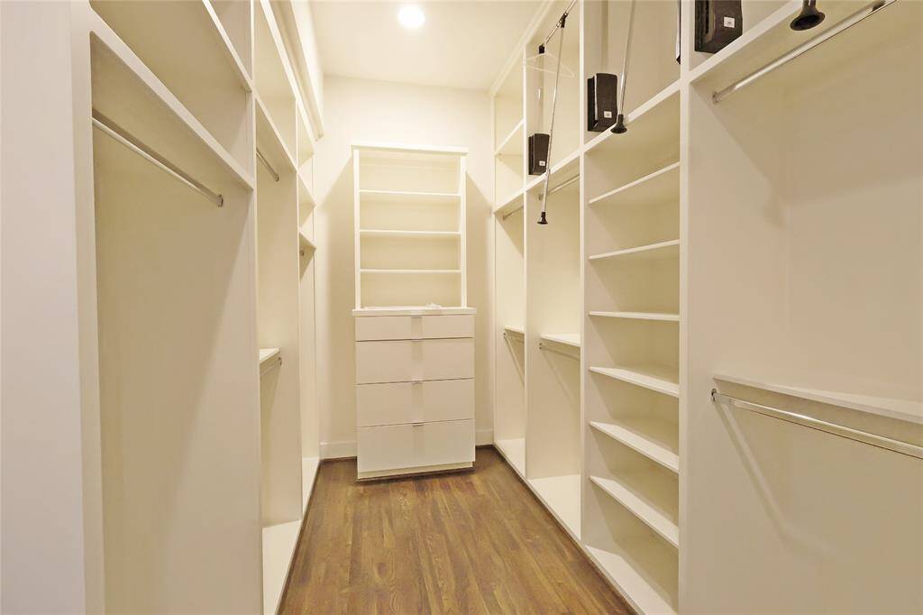 The secondary closet in the primary bedroom.