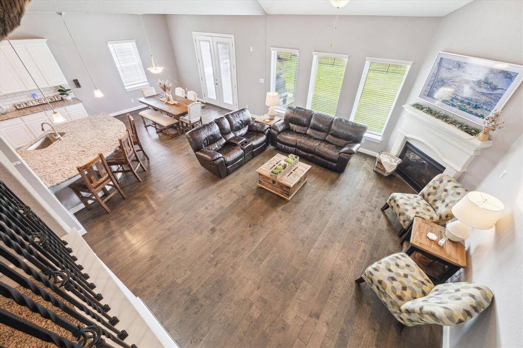 View of the family room from upstairs.
