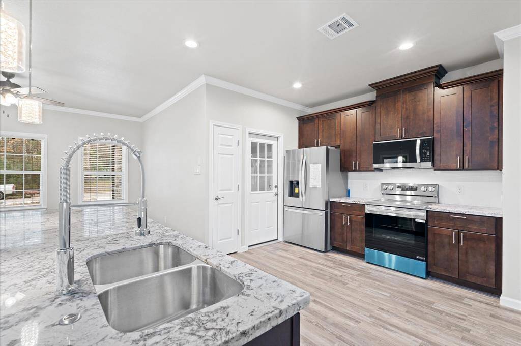 Stainless steel appliances.