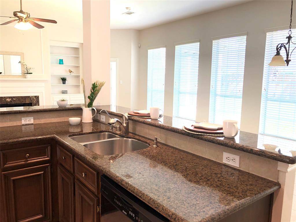 Breakfast bar connected to family and breakfast areas.