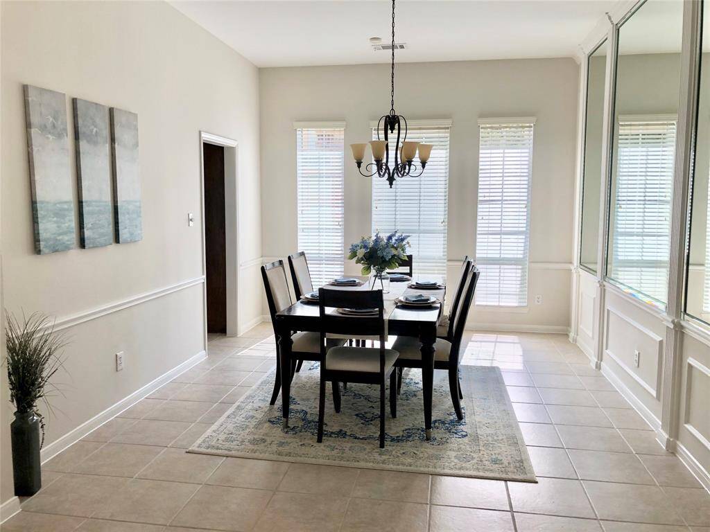 The dining room is very spacious and elegant.