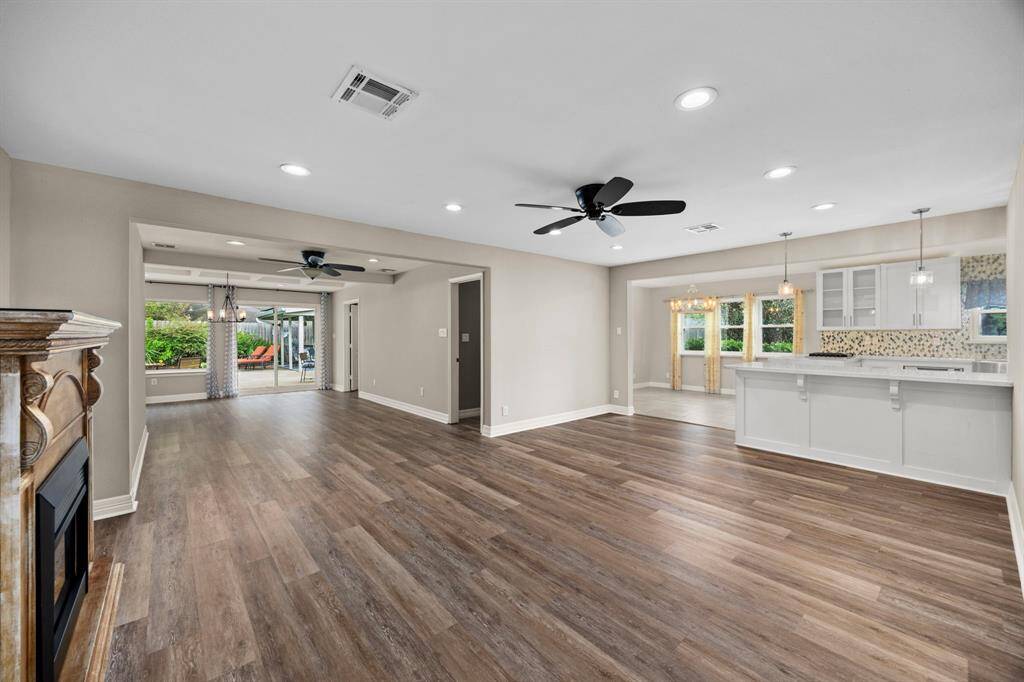 Living room.  Open to kitchen and dining area.