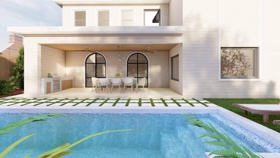 *This image is a digital rendering of a potential pool design for the backyard. Pool is not included.*