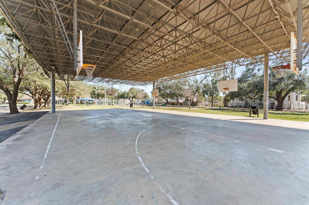 Basketball court at Halbert Park, fun for all ages.