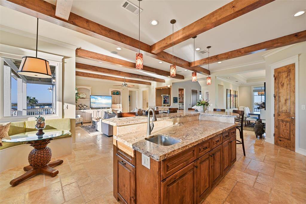 Island with prep sink built in breakfast nook