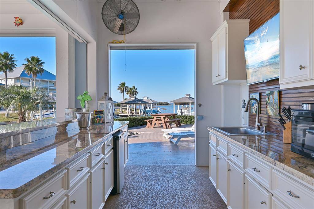 The outdoor kitchen has everything you need to entertain easily