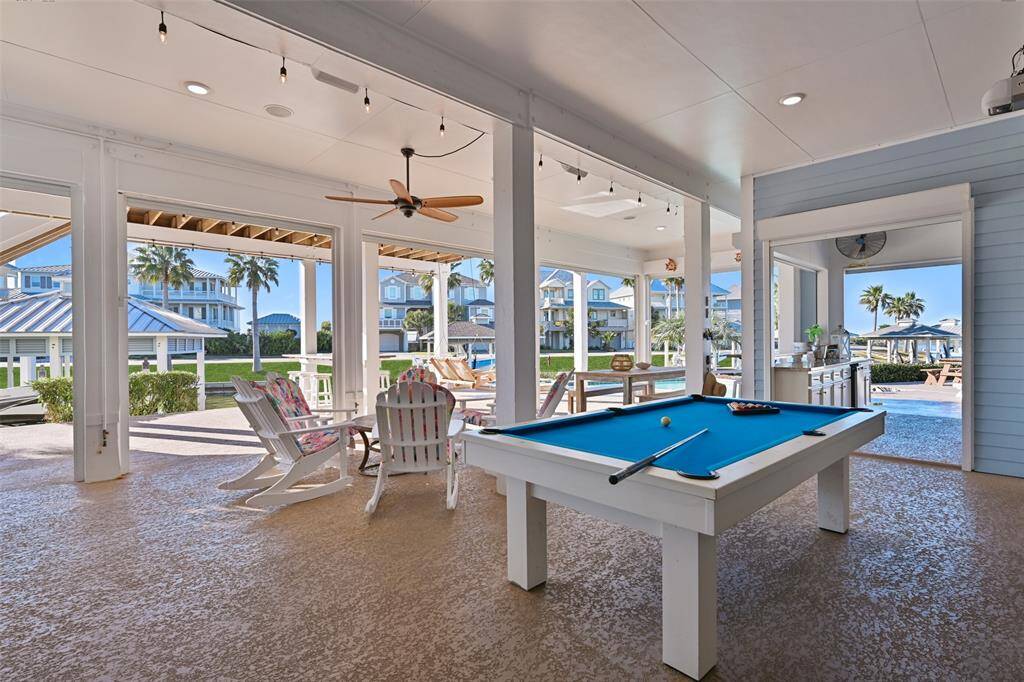 Pool table in fun outdoor space