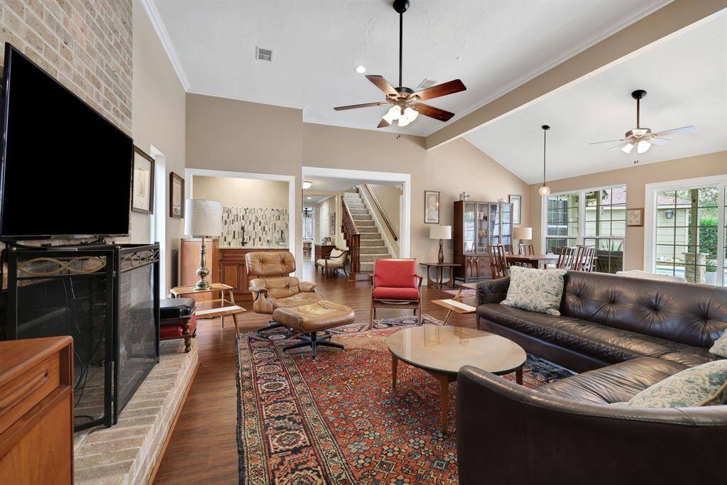 Such a cozy living space with a fireplace.