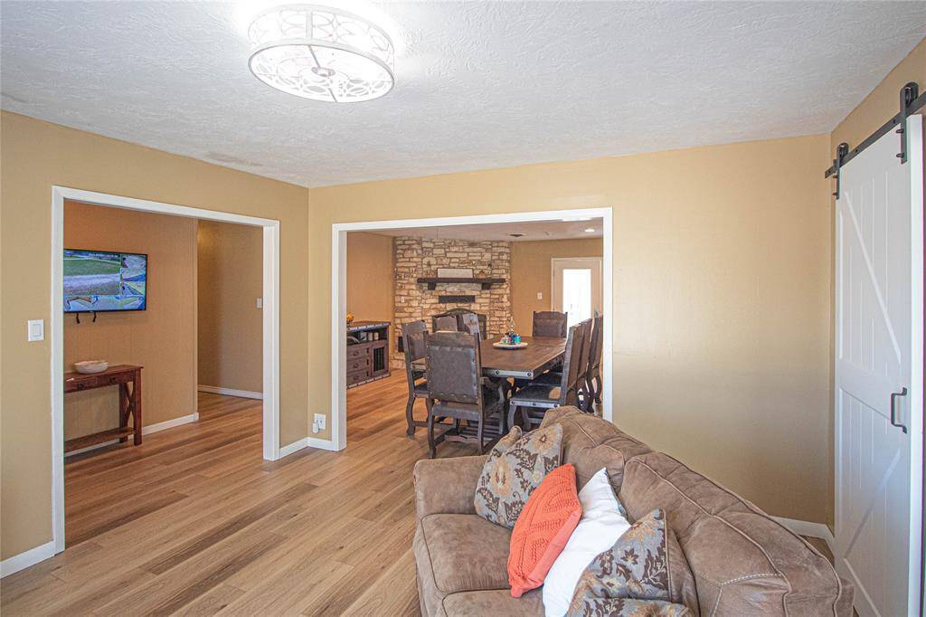 View from Family room into the spacious dining area