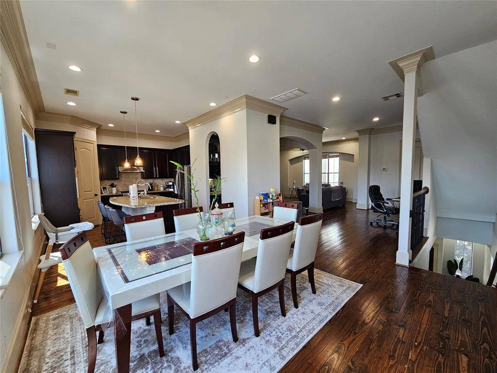 Hardwood floors throughout the living area.