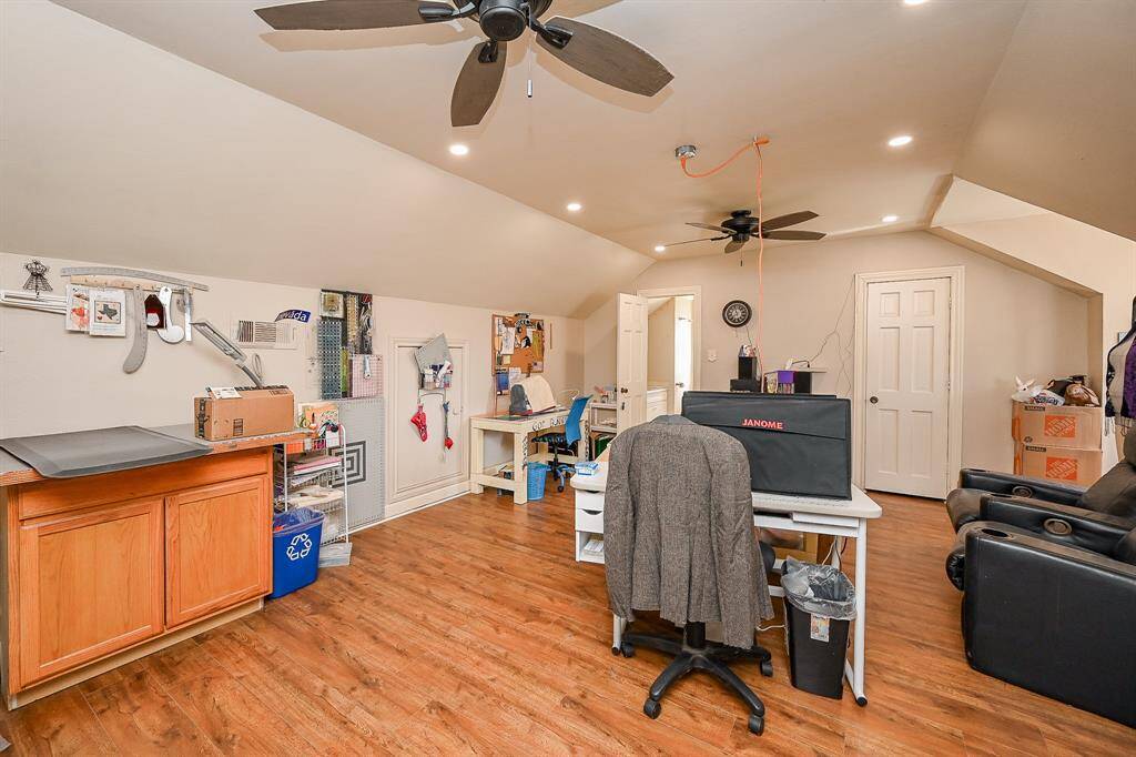 Upstairs bedroom used as sewing workshop