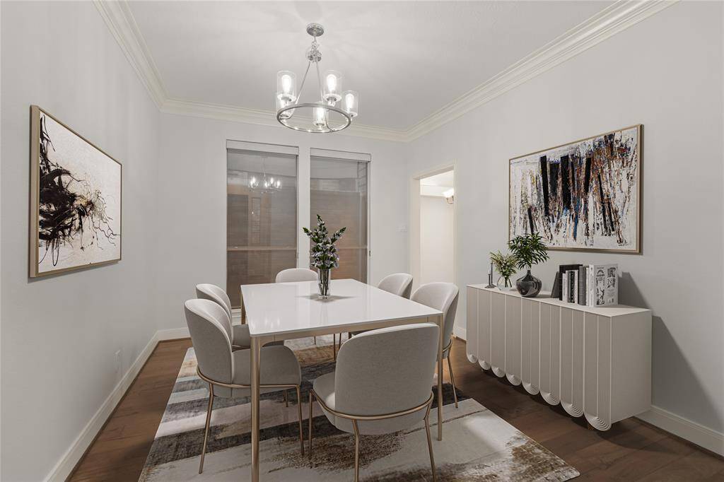 View of the charming dining room that is virtually staged.
