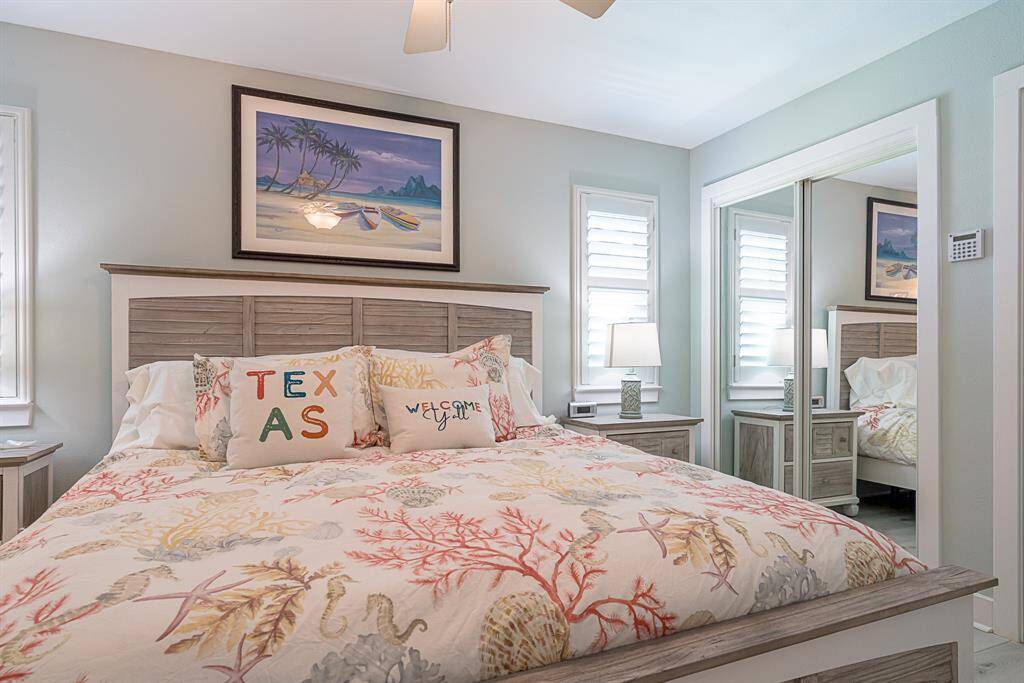 Primary bedroom with king sized bed