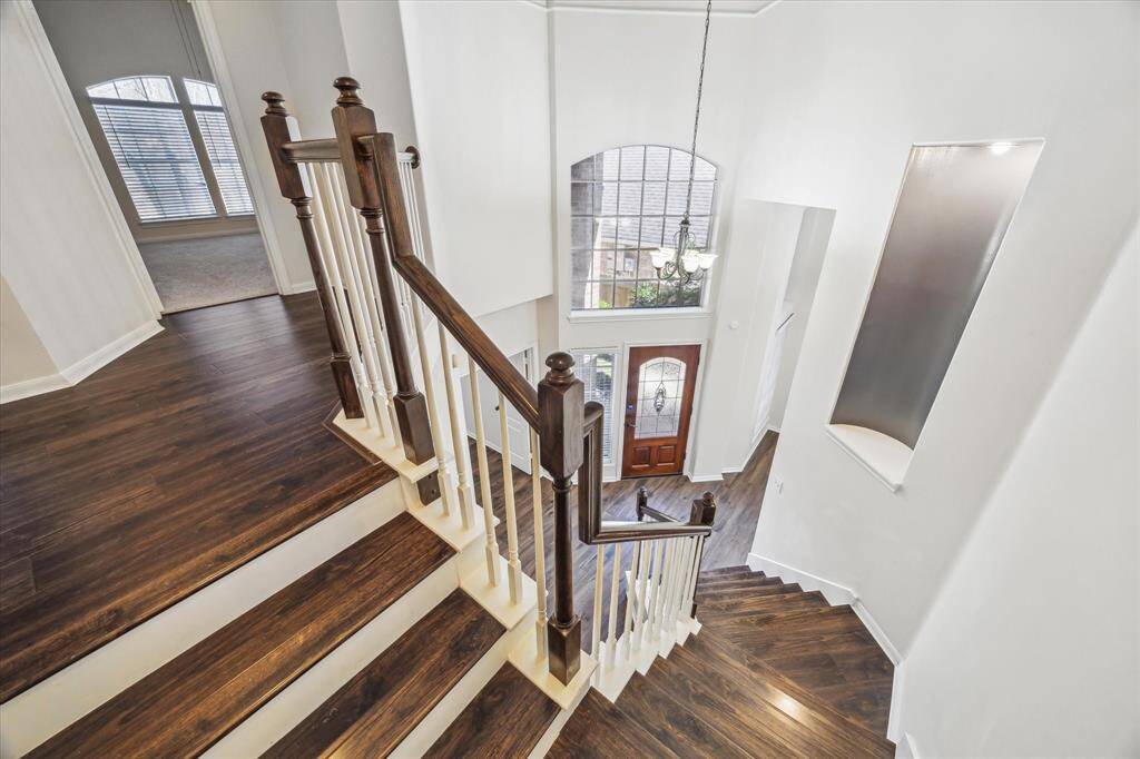 Solid wood staircase and hallway