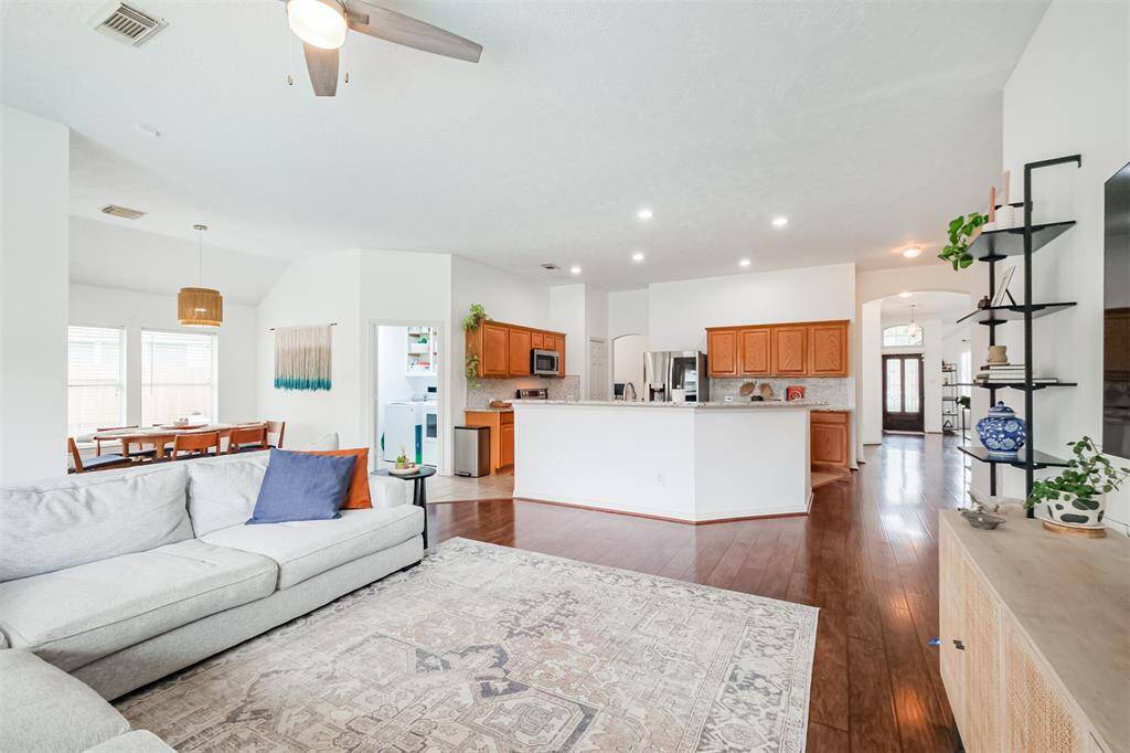 View from family room to kitchen area.