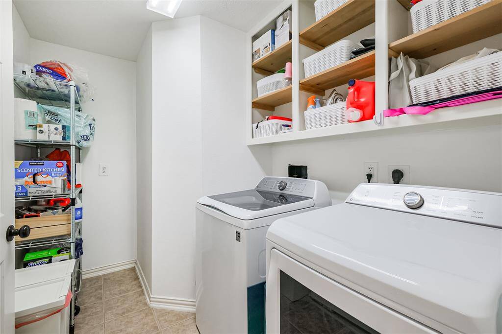 Extra storage space in the laundry room. Big enough for full size washer dryer set.