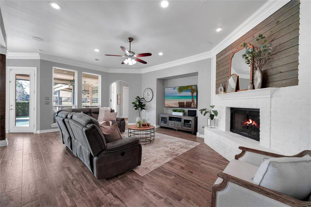 Extensive centerpiece fireplace with shiplap is a must see. Surround sound in the living area and upstairs is a plus.