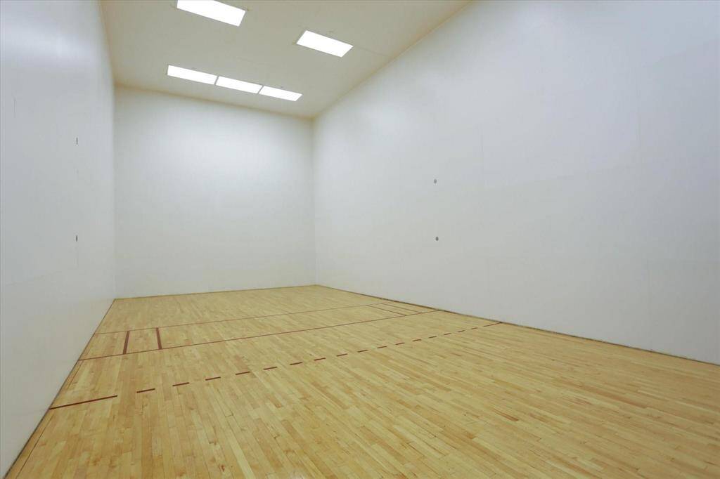 Enjoy burning some calories and some stress off in the private racquetball court!