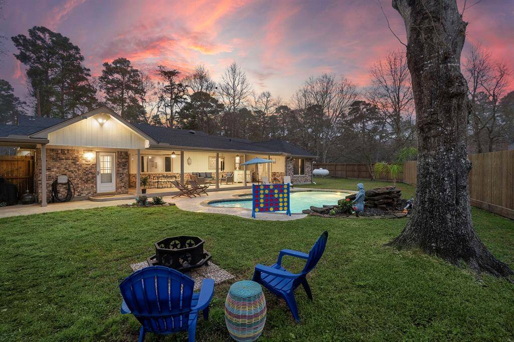 Whether you're enjoying a peaceful evening by the fire pit, taking a refreshing dip in the pool, or hosting guests under the soft glow of sunset skies, this backyard is a true escape from the everyday.